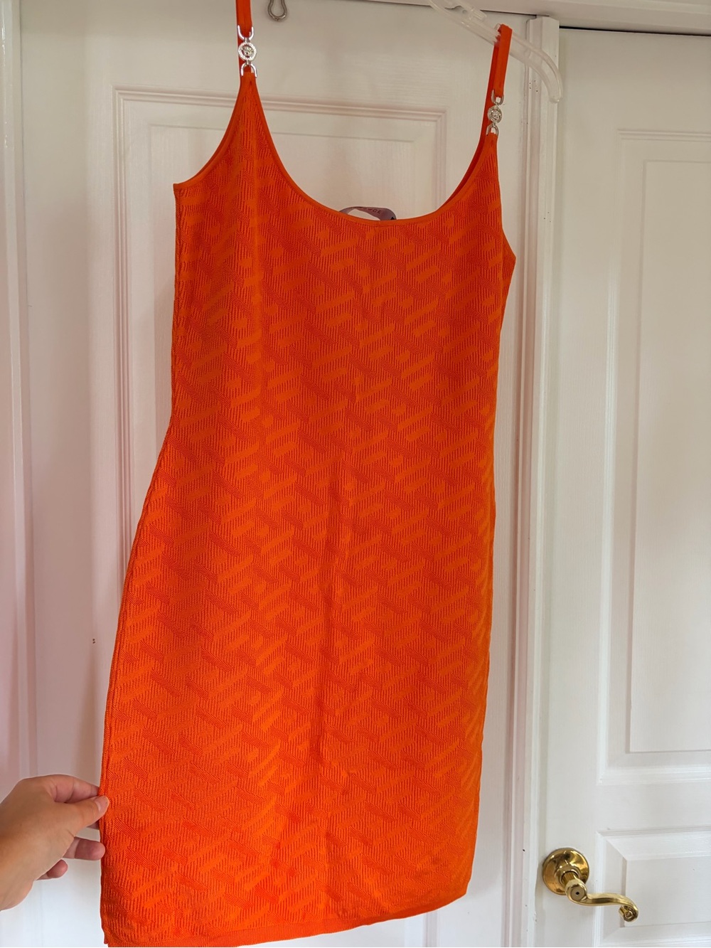 Versace medusa orange dress